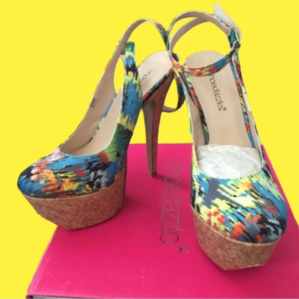 Aqua Splash Multi Color Heels | Size 7.5 | Shoe Dazzle